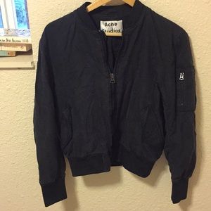 Chic Acne Studios black canvas bomber jacket